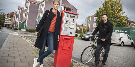 Erika Lundvall, projektledare på Laterre och Emil Törnsten, ordförande för Cykelfrämjandet Stockholm Norrort. Foto: Joakim Rådström.