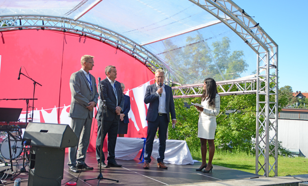 Representanter för de tre huvudägarna: Mats Bergh, vd Johanneberg Science Park, Stefan Bengtsson, rektor på Chalmers och Lars Göran Andersson, vd HSB Göteborg.