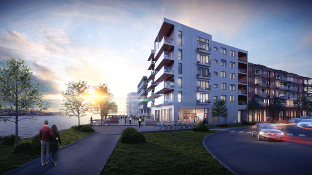 Brf Strandpromenaden är Kärnhems första bostadskvarter på Pottholmen, och ligger utmed Borgmästarekajen. Bild: Kärnhem