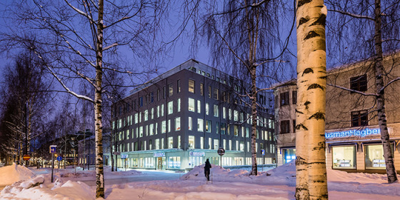 Byggnaden blir ett nytt landmärke i centrala Umeå. Foto: Hundven-Clements Photography.