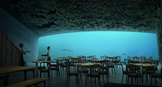 I restaurangen får begreppet havsutsikt en ny innebörd.