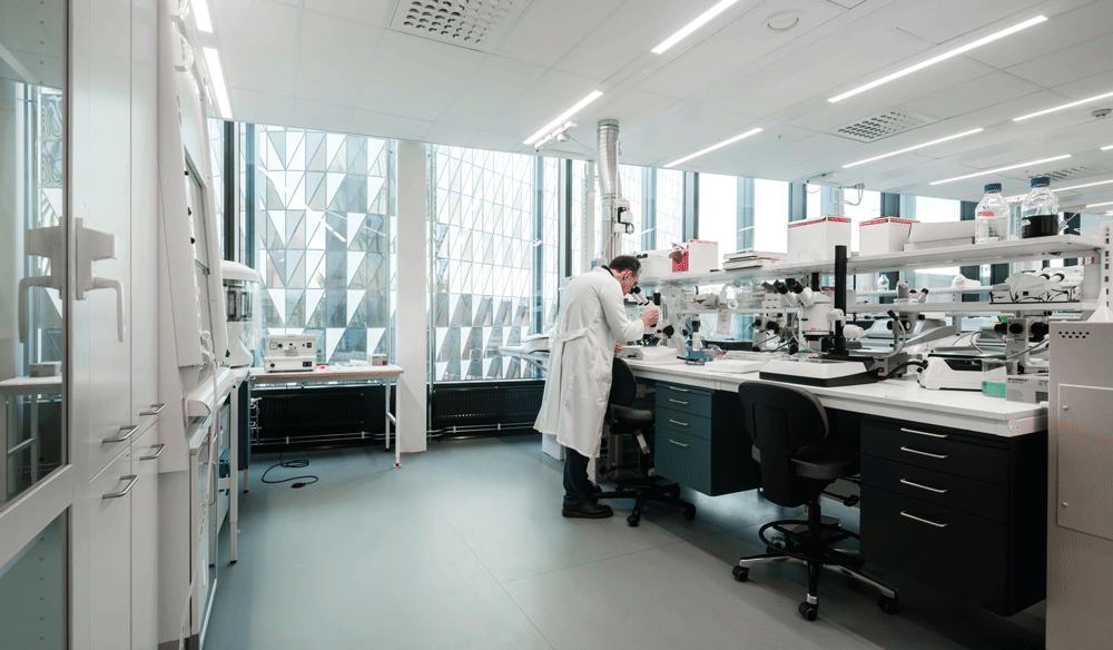 Biomedicum har plats för fem institutioner och totalt 1 600 forskare.