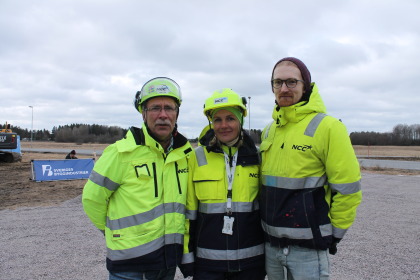 NCC är entreprenörer:  Hans Kling, Evelina Stahlén och Andreas Villén.