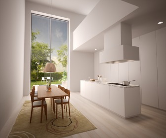 Alla lägenheter har öppna planlösningar så att solljuset når långt in och köken har köksöar.