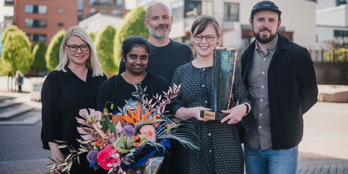Vinnare av Plåtpriset 2022, Wingårdhs för Kvartetten Fas 1, Oxford. Arkitektbyrå Wingårdhs och byggherre Wallin. Foto: Theresia Sandahl