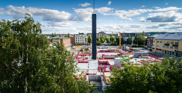 Martinsons har börjat montera stommen till Skellefteå kulturhus