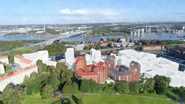 Gamla industriområdet mellan Vagnhallen Majorna och Älvsborgsbron ska nu förvandlas till en levande stadsdel. Bild: What! Arkitektur